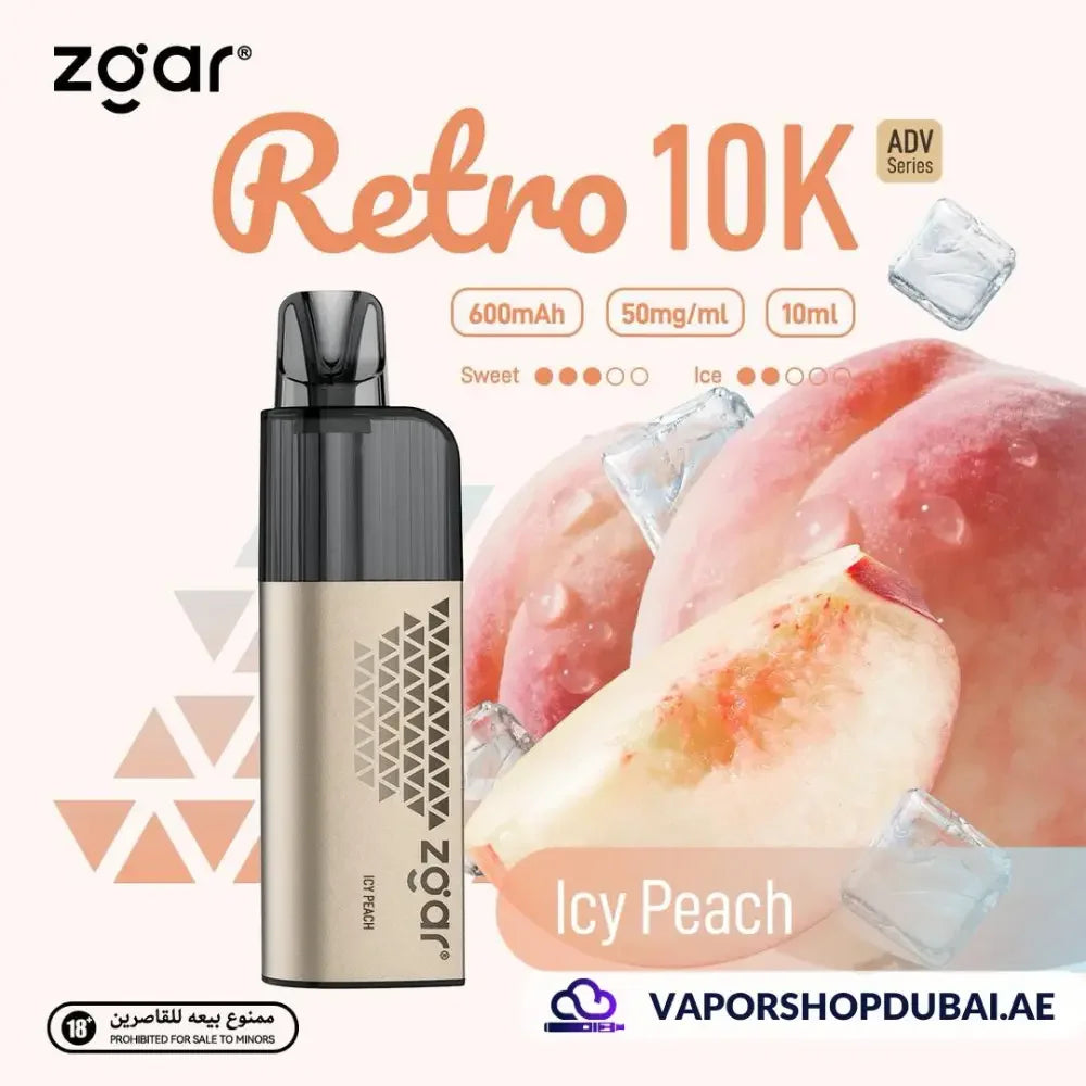 ZGAR Retro 10000 Puffs Best Vape Icy Peach UAE | Emirates Vapor