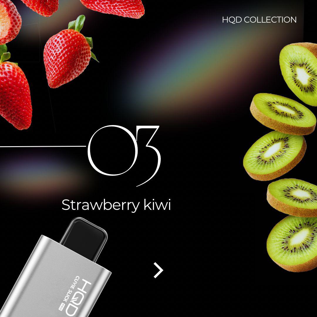 HQD Cuvie Slick Pro 15000 Puffs Strawberry Kiwi flavor collection poster UAE