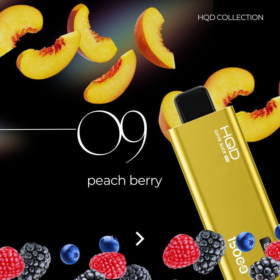 HQD Cuvie Slick Pro 15000 Puffs Peach Berry flavor collection poster UAE