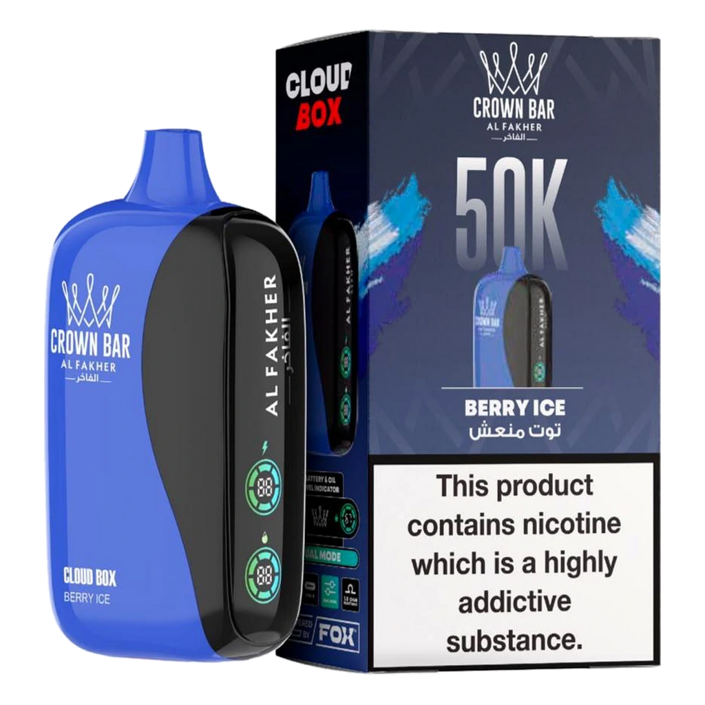 Crown Bar Al Fakher 50000 Puffs Cloud Box Berry Ice flavor - disposable vape UAE