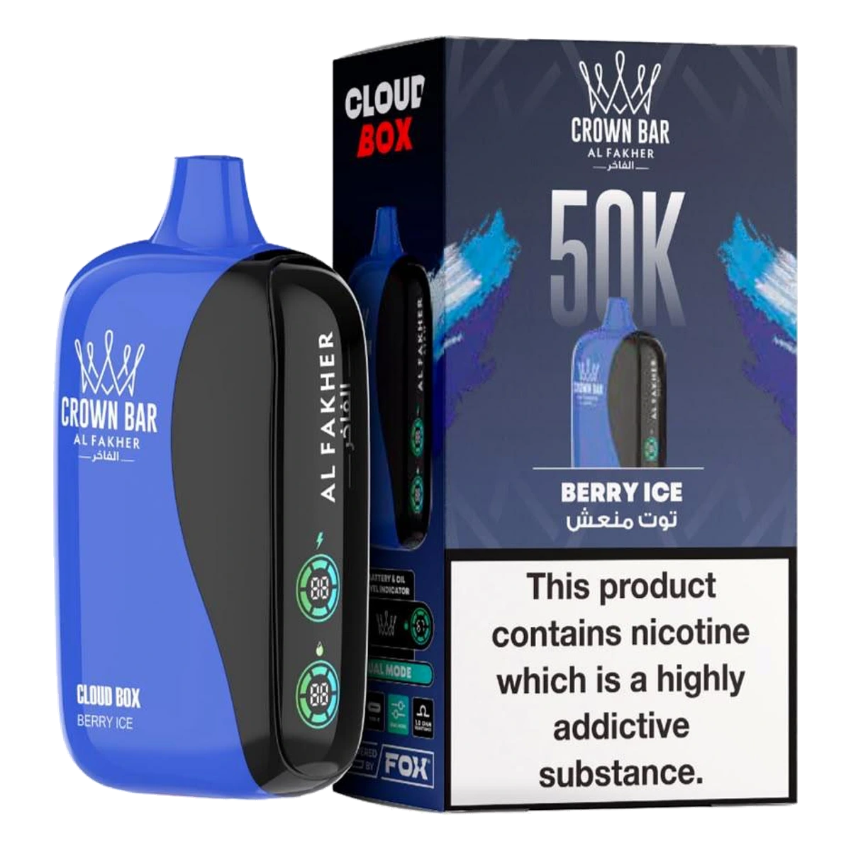 Crown Bar Al Fakher 50000 Puffs Cloud Box Berry Ice flavor - disposable vape UAE