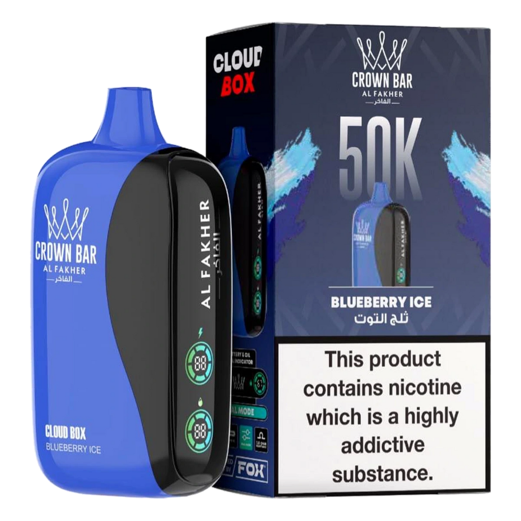 Crown Bar Al Fakher 50000 Puffs Cloud Box Blueberry Ice flavor - disposable vape UAE