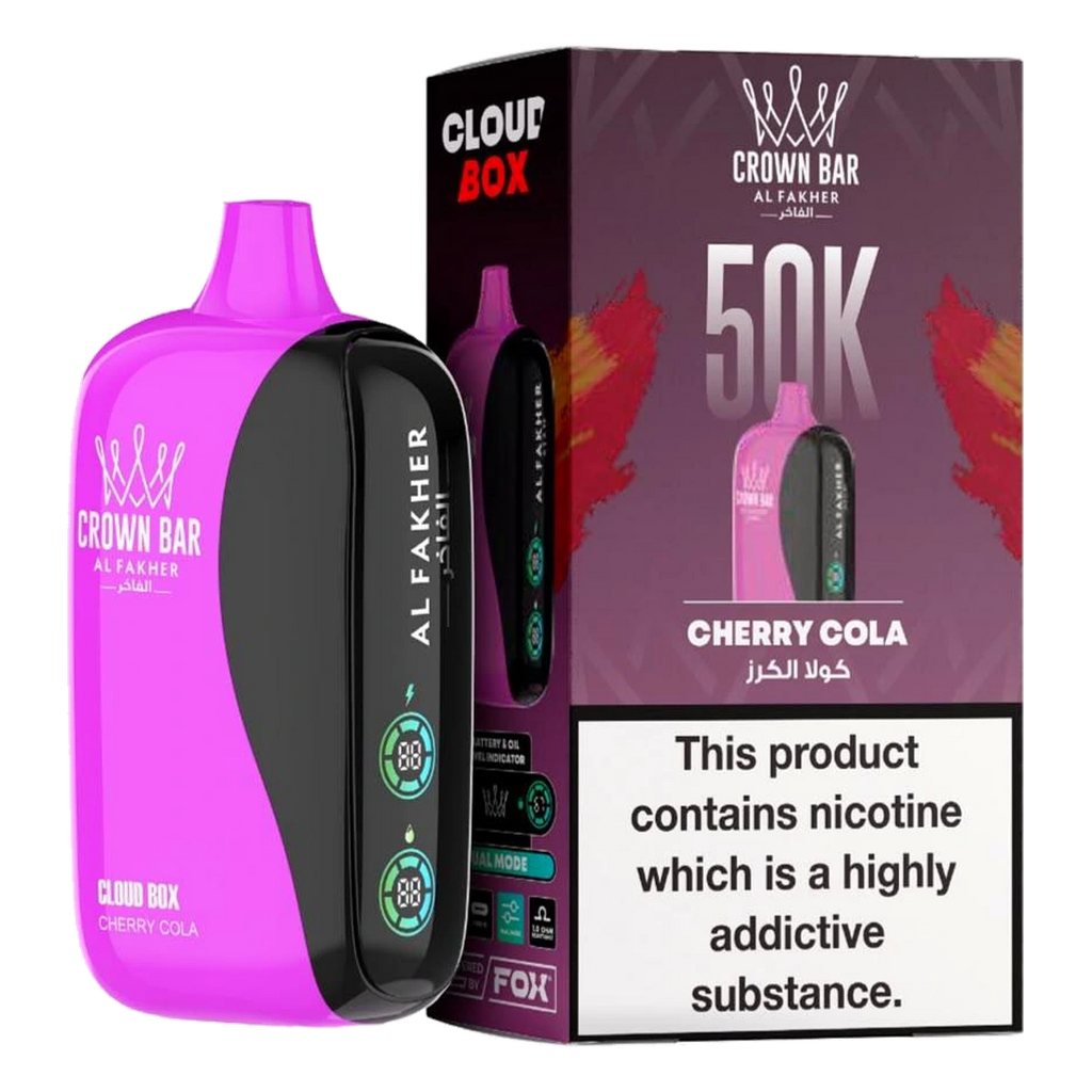 Crown Bar Al Fakher 50000 Puffs Cloud Box Cherry Cola flavor - disposable vape UAE