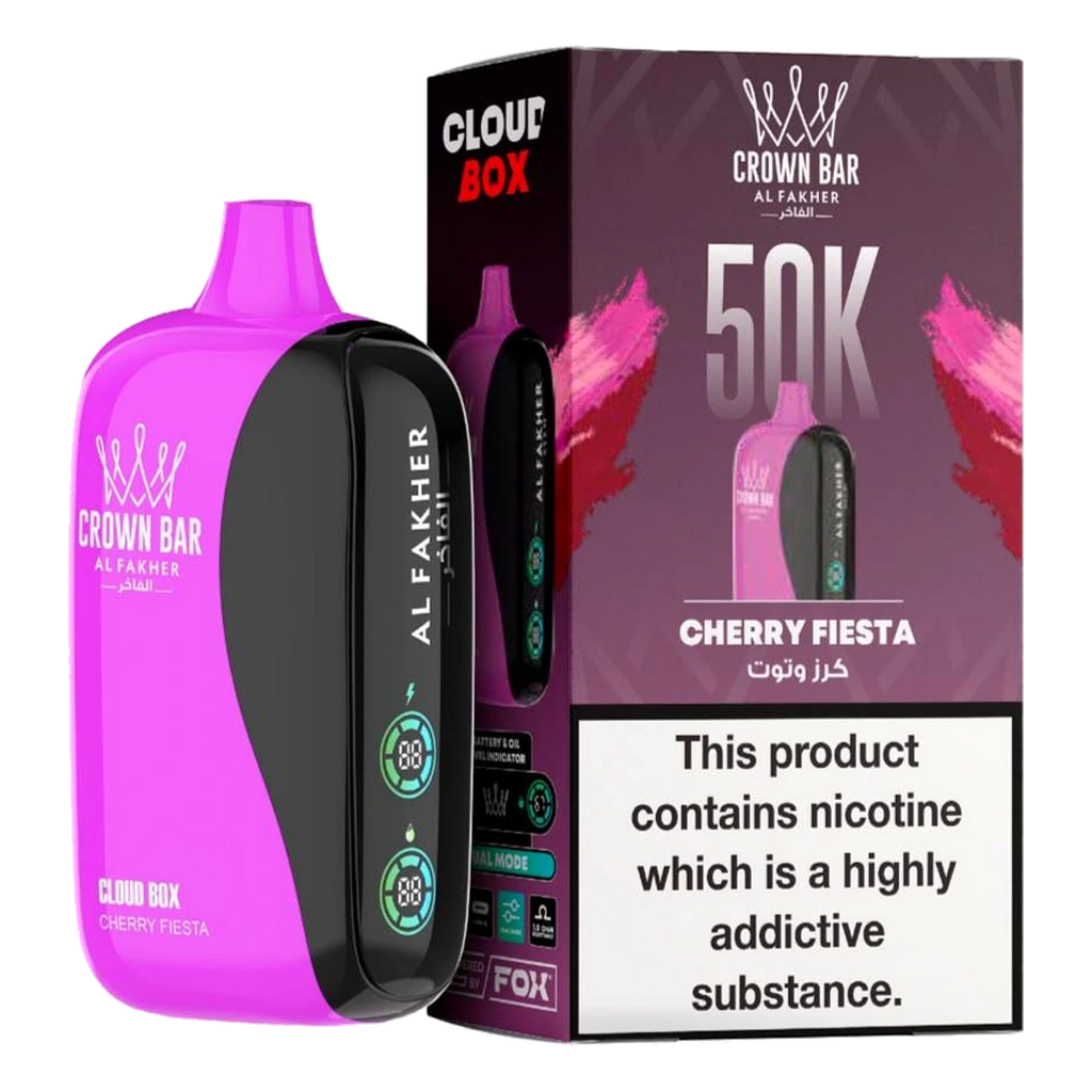 Crown Bar Al Fakher 50000 Puffs Cloud Box Cherry Fiesta flavor - disposable vape UAE