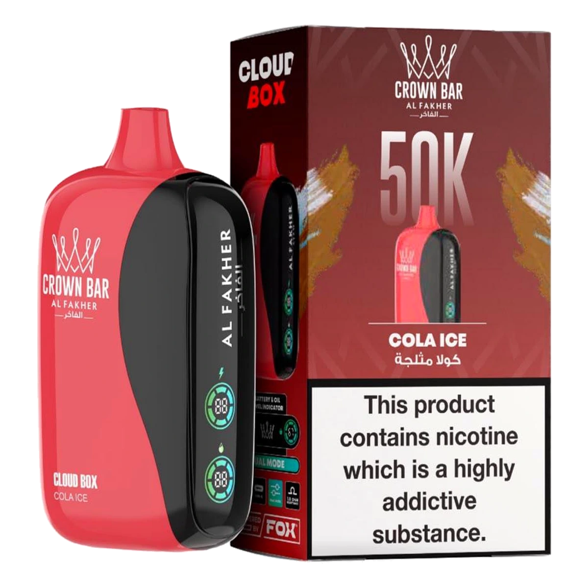 Crown Bar Al Fakher 50000 Puffs Cloud Box Cola Ice flavor - disposable vape UAE