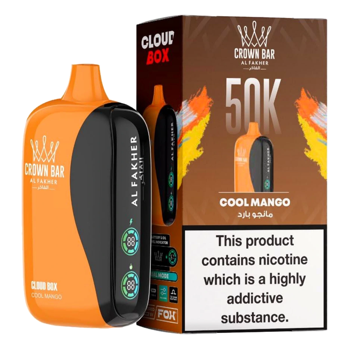 Crown Bar Al Fakher 50000 Puffs Cloud Box Cool Mango flavor - disposable vape UAE