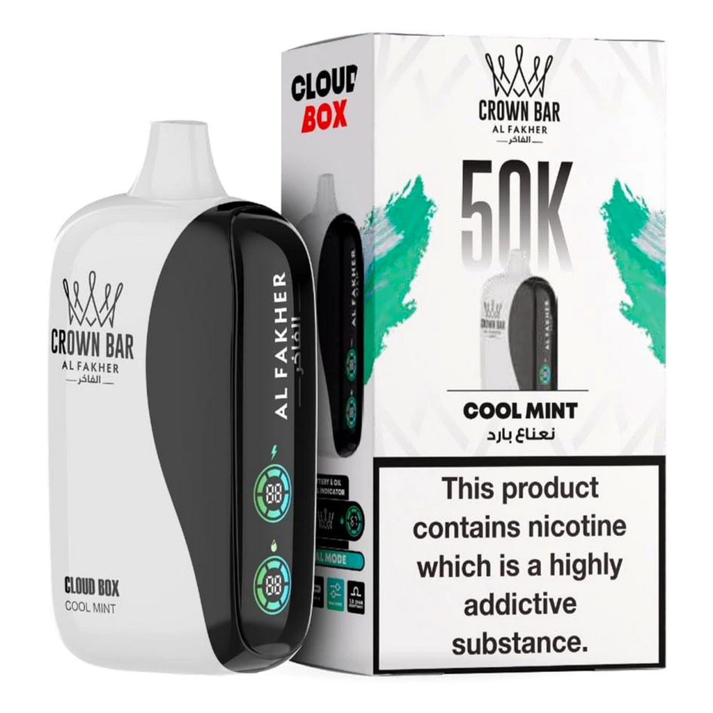Crown Bar Al Fakher 50000 Puffs Cloud Box Cool Mint flavor - disposable vape UAE