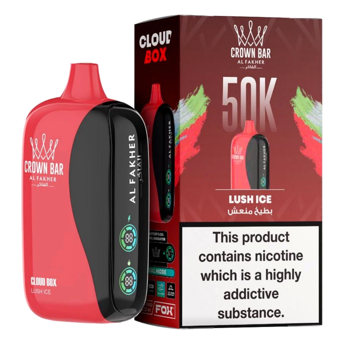 Crown Bar Al Fakher 50000 Puffs Cloud Box Lush Ice flavor - disposable vape UAE