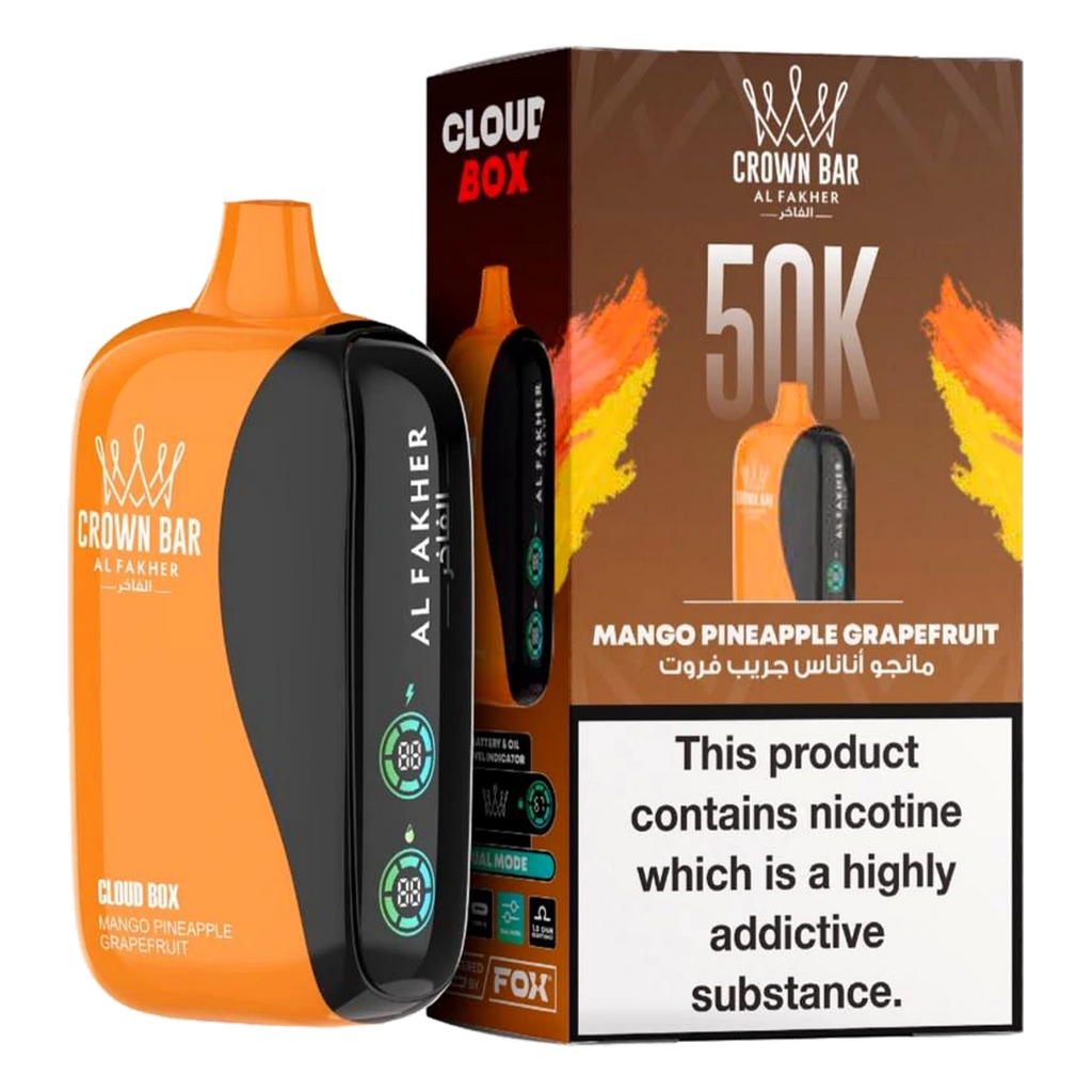 Crown Bar Al Fakher 50000 Puffs Cloud Box Mango Pineapple Grapefruit flavor - disposable vape UAE