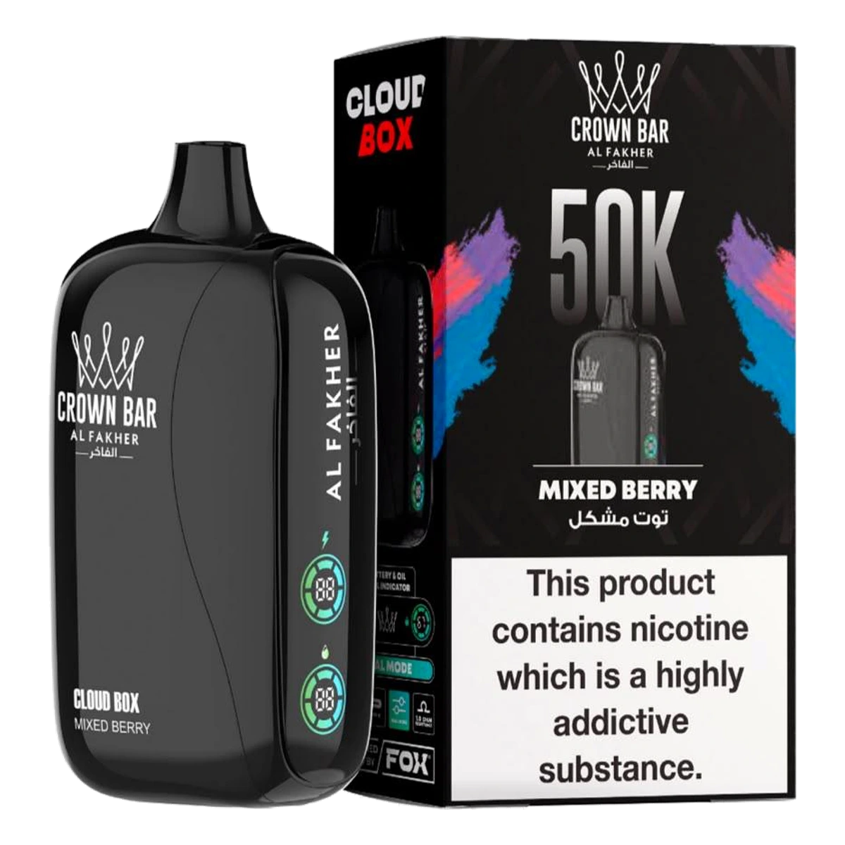Crown Bar Al Fakher 50000 Puffs Cloud Box Mixed Berry flavor - disposable vape UAE