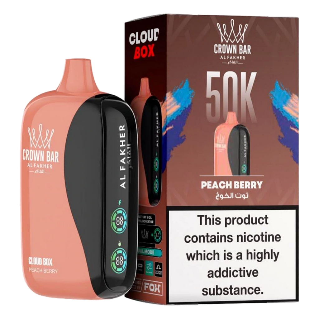 Crown Bar Al Fakher 50000 Puffs Cloud Box Peach Berry flavor - disposable vape UAE