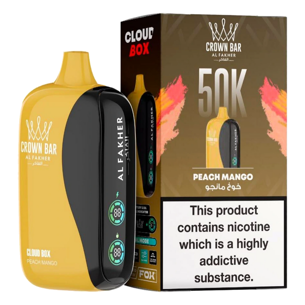 Crown Bar Al Fakher 50000 Puffs Cloud Box Peach Mango flavor - disposable vape UAE