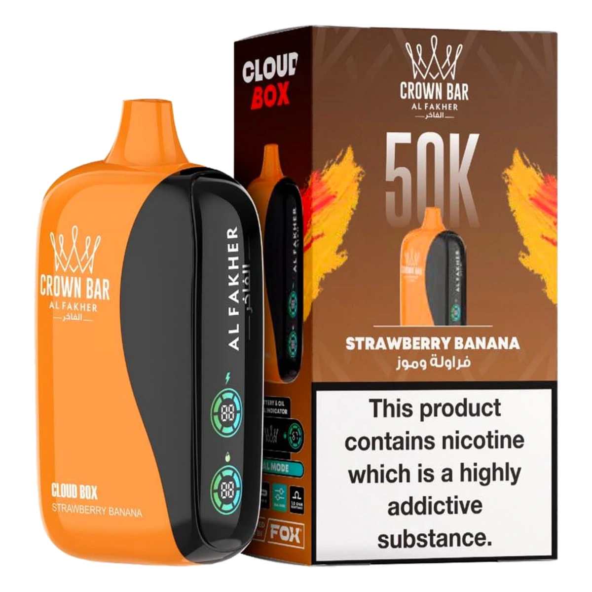 Crown Bar Al Fakher 50000 Puffs Cloud Box Strawberry Banana flavor - disposable vape UAE