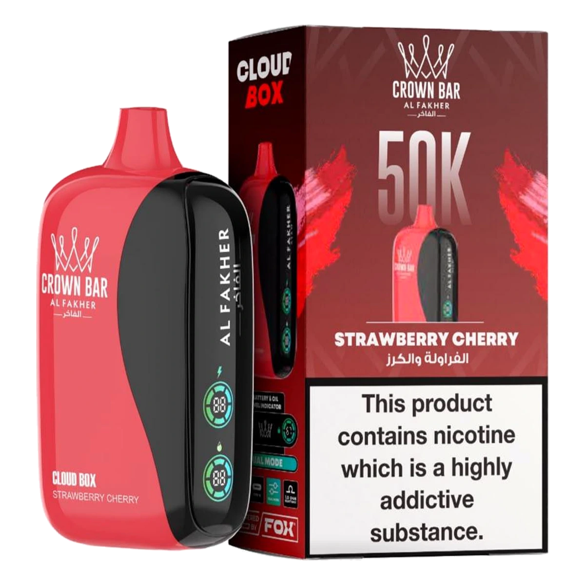 Crown Bar Al Fakher 50000 Puffs Cloud Box Strawberry Cherry flavor - disposable vape UAE