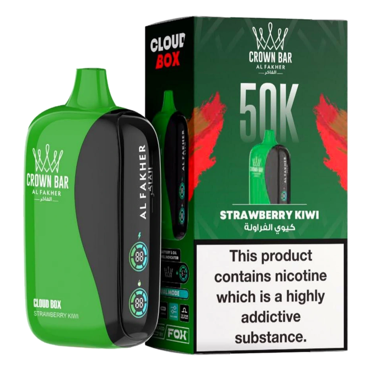 Crown Bar Al Fakher 50000 Puffs Cloud Box Strawberry Kiwi flavor - disposable vape UAE