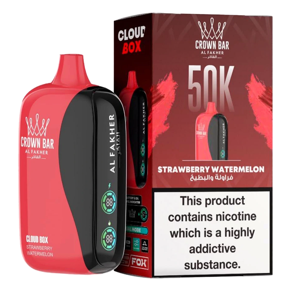 Crown Bar Al Fakher 50000 Puffs Cloud Box Strawberry Watermelon flavor - disposable vape UAE