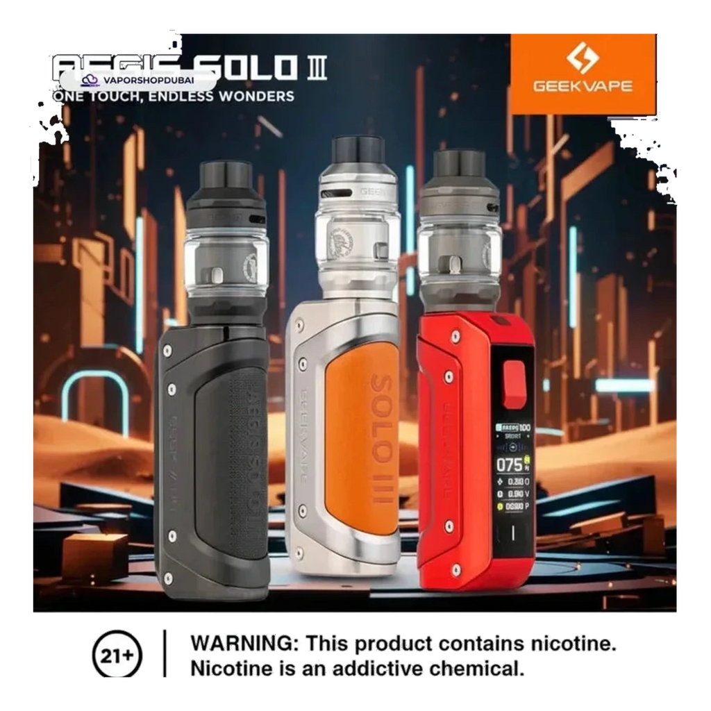 Geekvape Aegis Solo 3 Vape Kit (External Battery) 100W Uae — AED 180 | Emirates Vapor