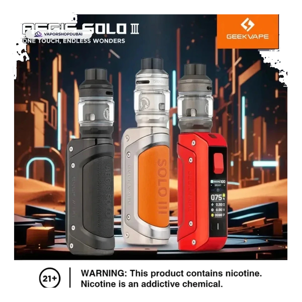 Geekvape Aegis Solo 3 Vape Kit (External Battery) 100W Uae — AED 180 | Emirates Vapor