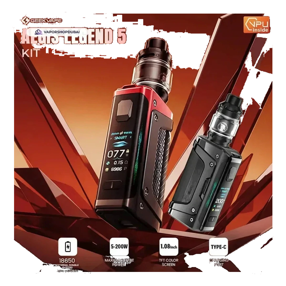 Geekvape Aegis Legend 5 Vape Mod Kit 200W best price UAE — ESMA certified