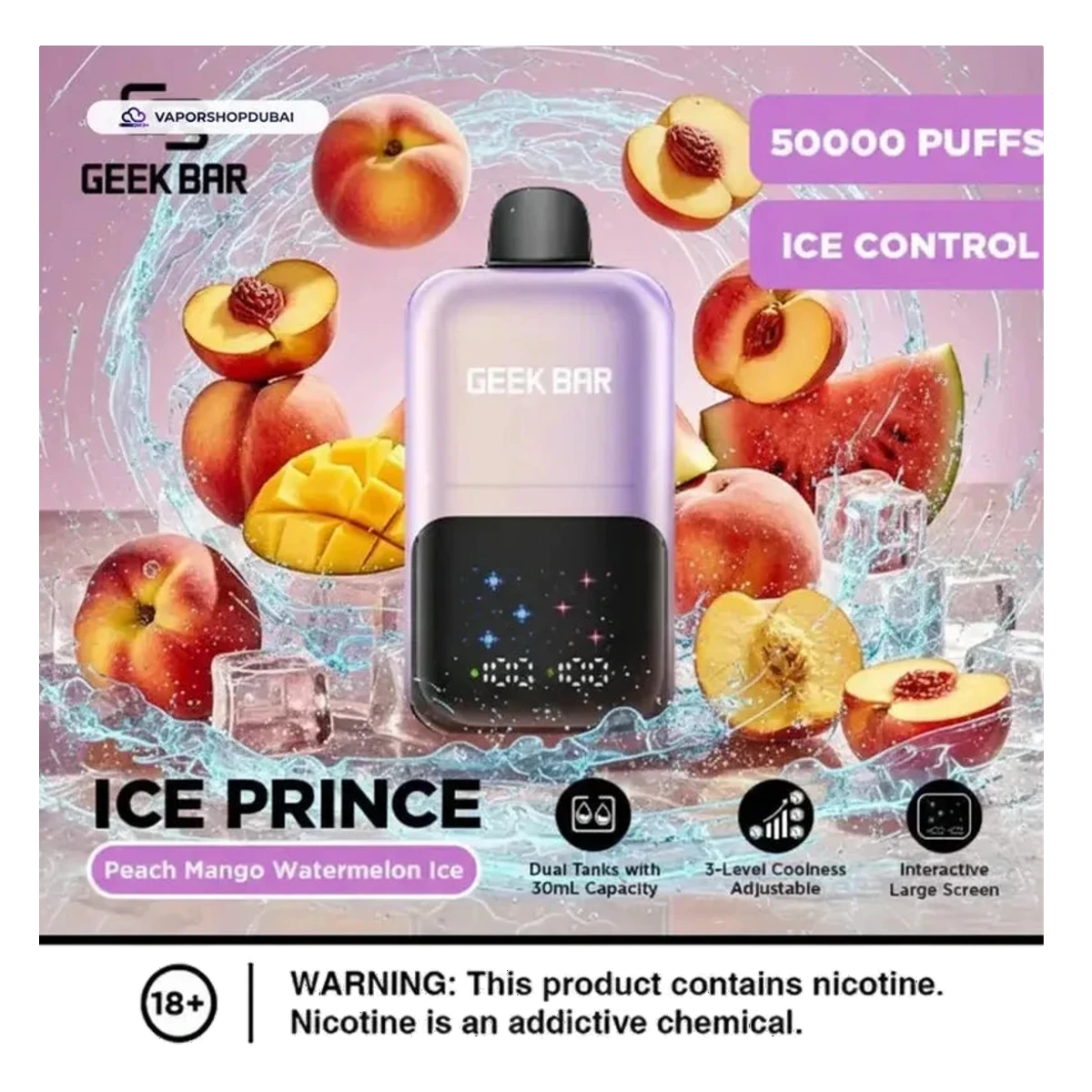 Buy Emirates Vapor Geek Bar Ice Prince 50000 Puffs Disposable Vape Dubai same-day delivery