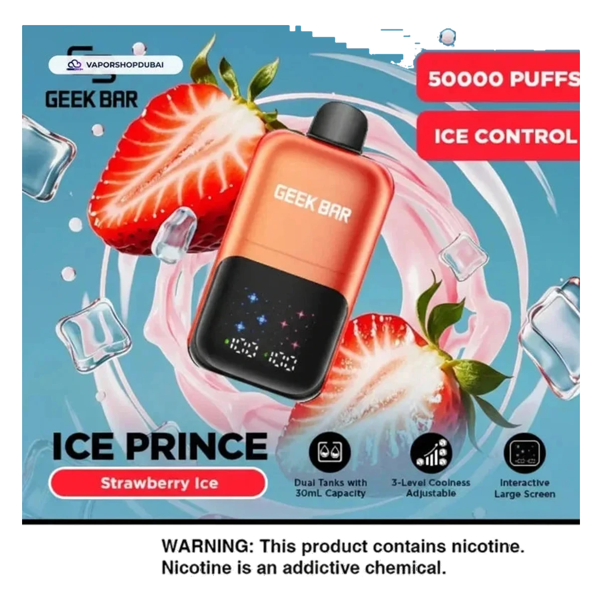 Buy Emirates Vapor Geek Bar Ice Prince 50000 Puffs Disposable Vape Dubai same-day delivery