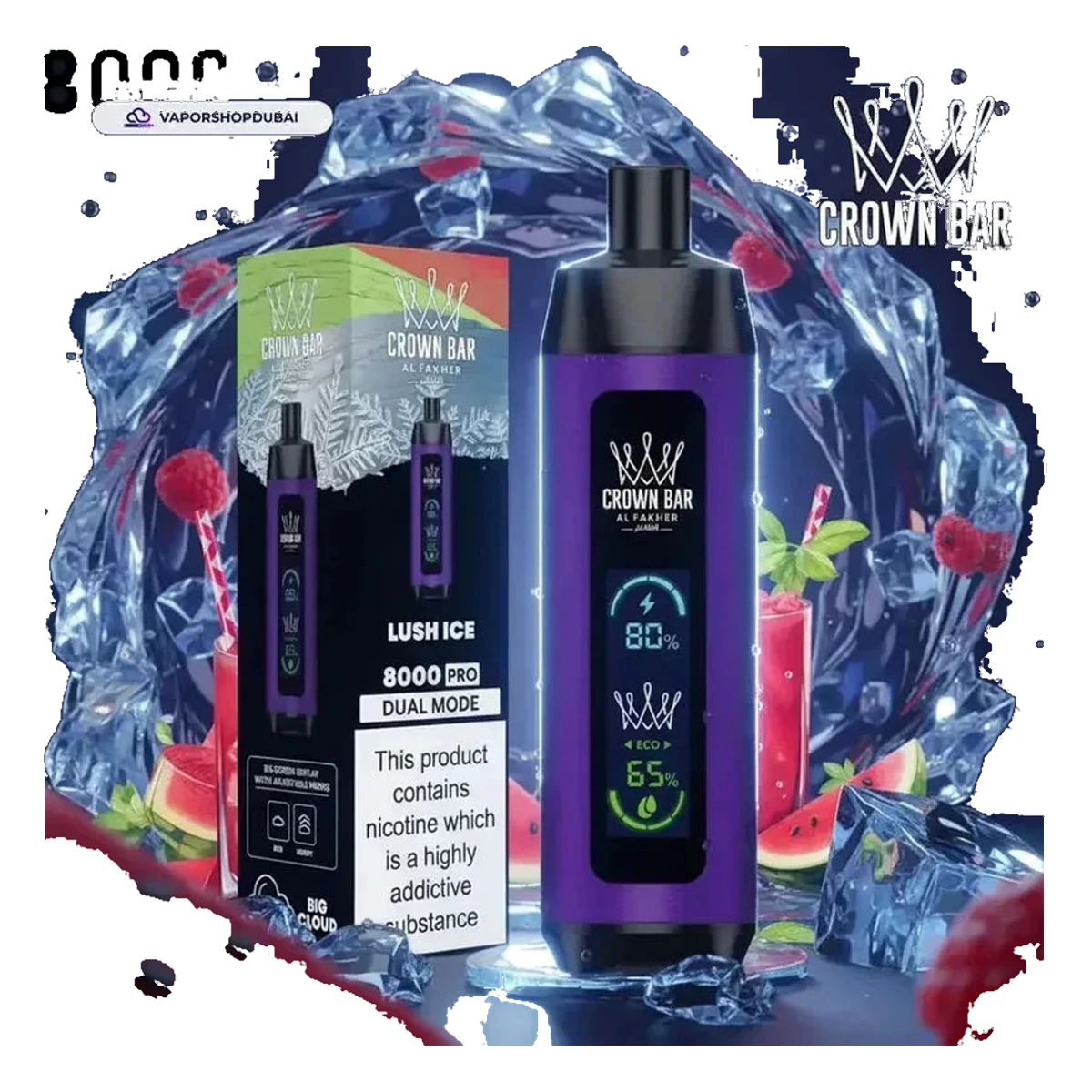Crown Bar Al Fakher 8000 Pro Dtl 8000Puffs Dual Mode Disposable Vape Uae — AED 40 | Emirates Vapor