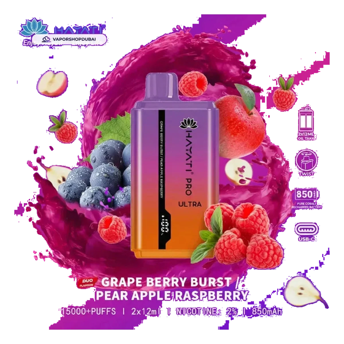 Hayati Pro Ultra 15000 Puffs Disposable Vape In UAE | Emirates Vapor UAE