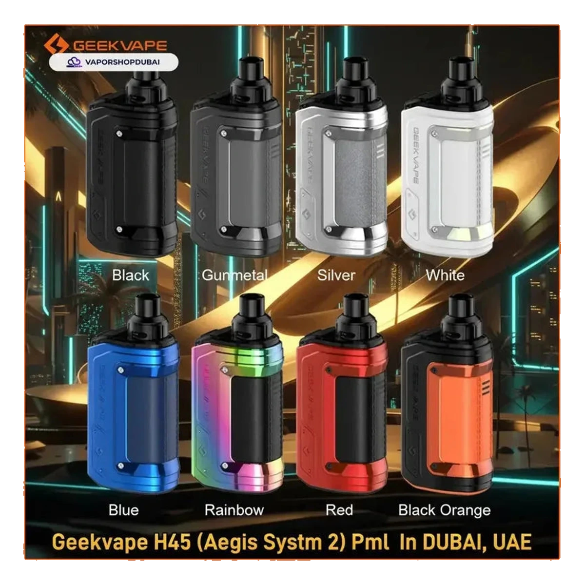 GeekVape H45 (Aegis Hero 2) Classic Pod System Kit 1400mAh 4ml colors UAE | Emirates Vapor Dubai