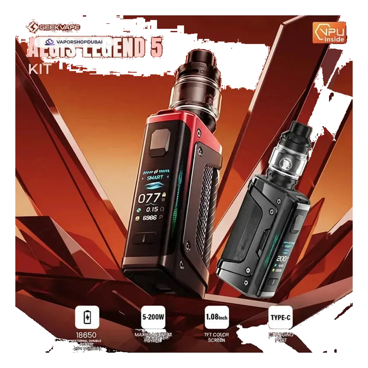 Buy Vaporesso Geekvape Aegis Legend 5 Vape Mod Kit 200W Dubai same-day delivery