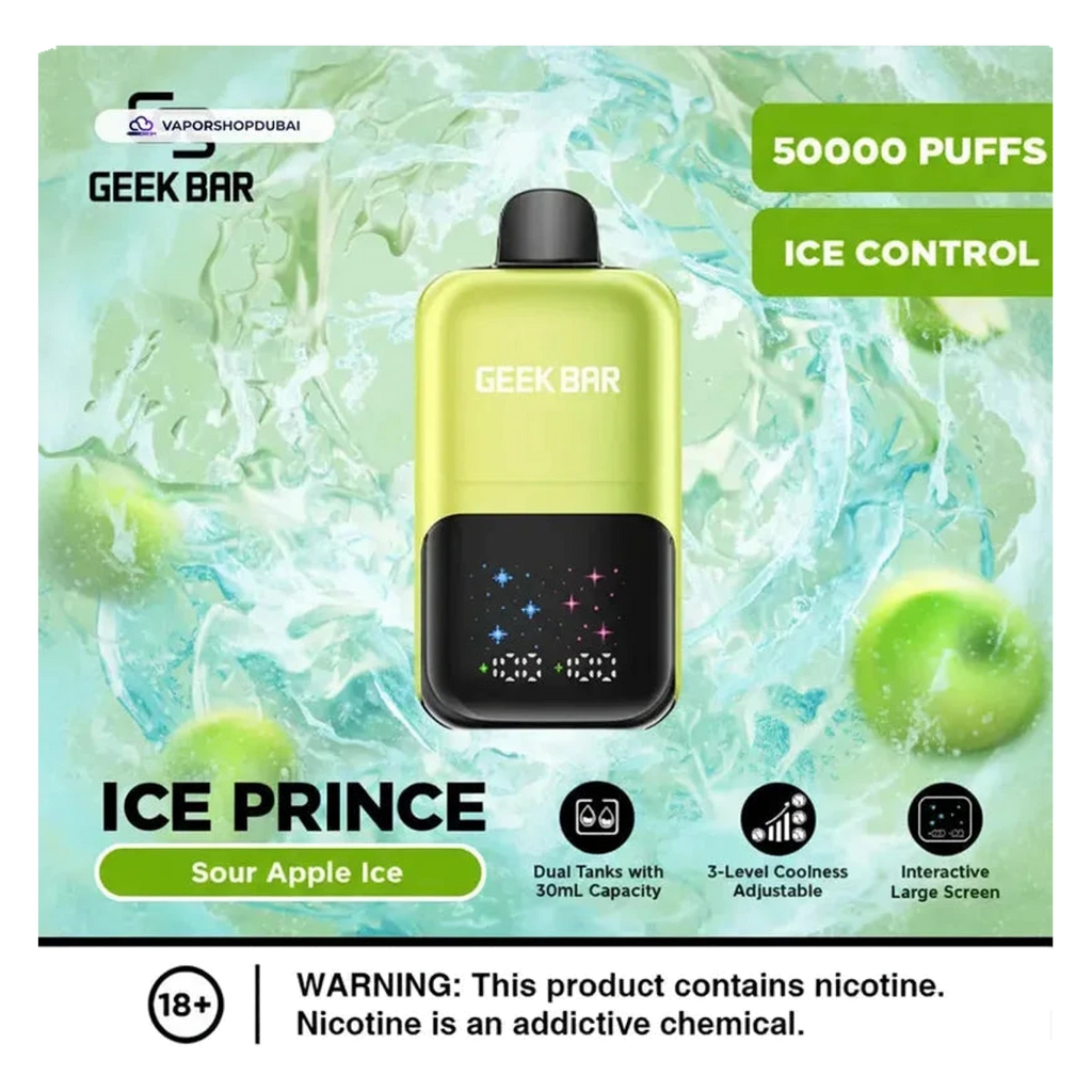 Buy Emirates Vapor Geek Bar Ice Prince 50000 Puffs Disposable Vape Dubai same-day delivery