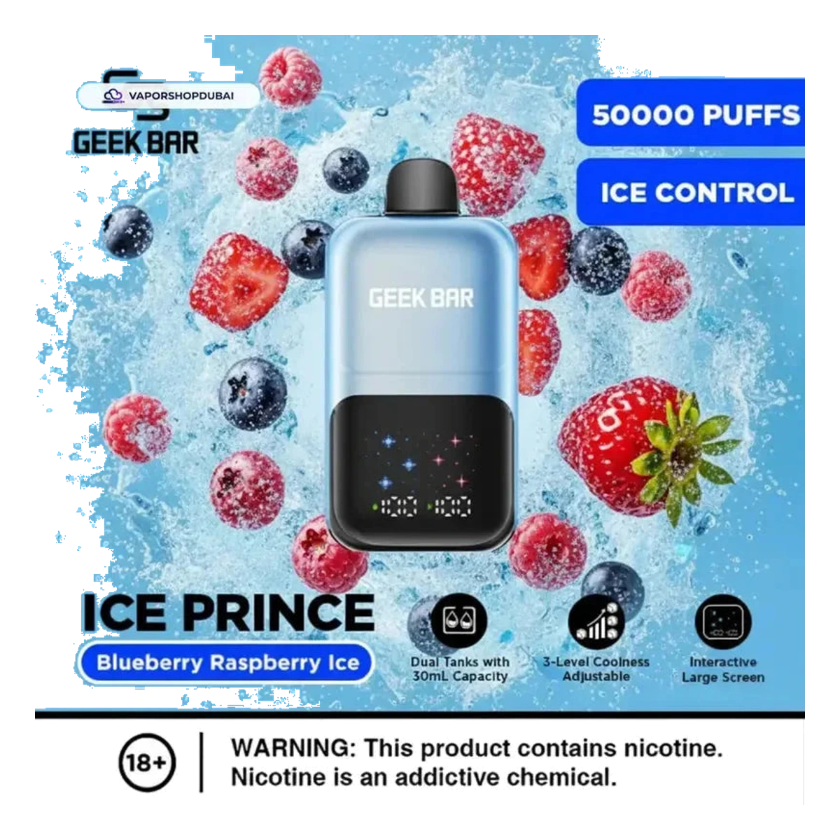 Buy Emirates Vapor Geek Bar Ice Prince 50000 Puffs Disposable Vape Dubai same-day delivery