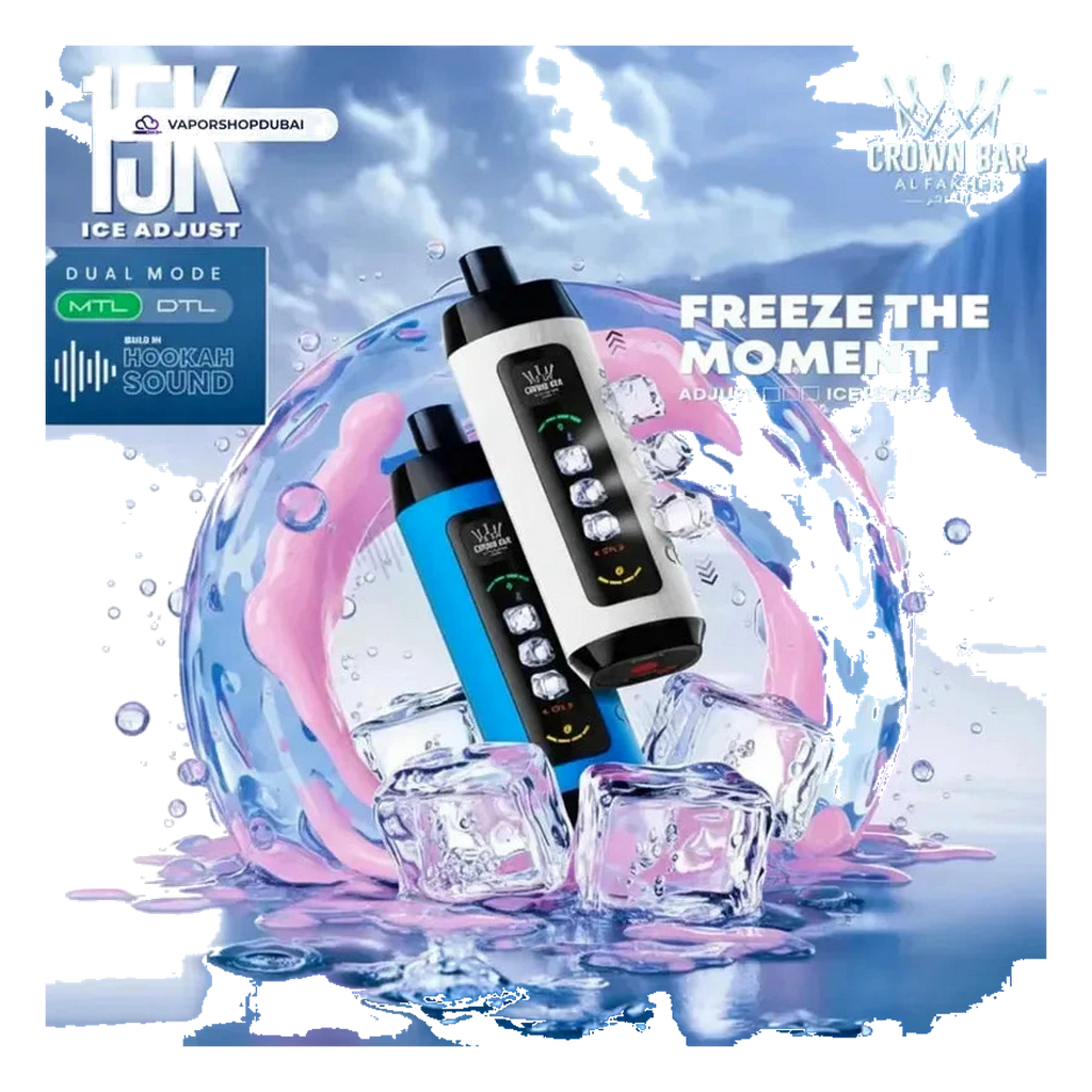 Buy AL FAKHER Crown Bar AL FAKHER 15000 Puffs Sound and Adjustable Ice Disposable Vape Dubai same-day delivery
