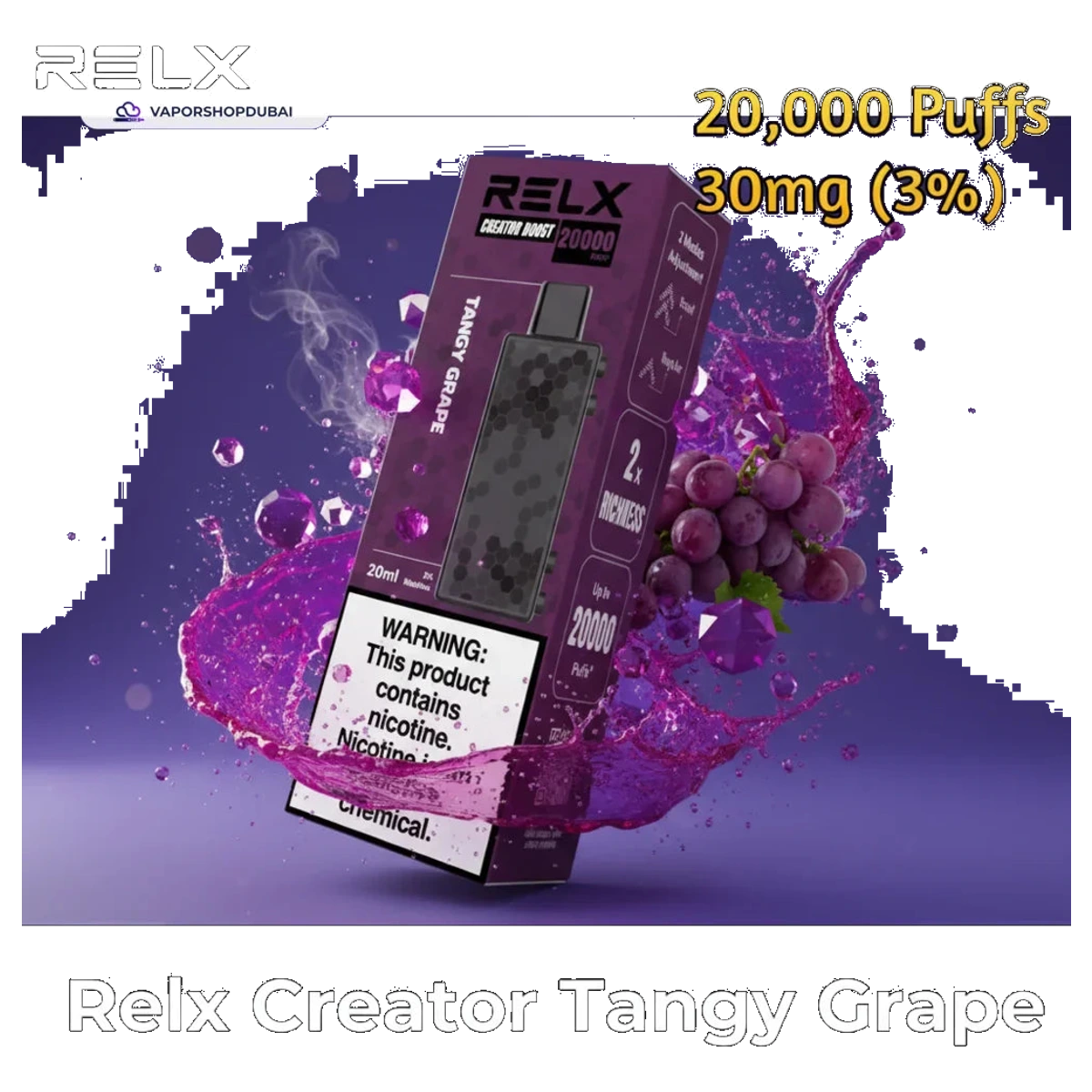 Relx Creator Extra Pods 1pcs Pack tangy-grape-20000-puffs UAE | Emirates Vapor