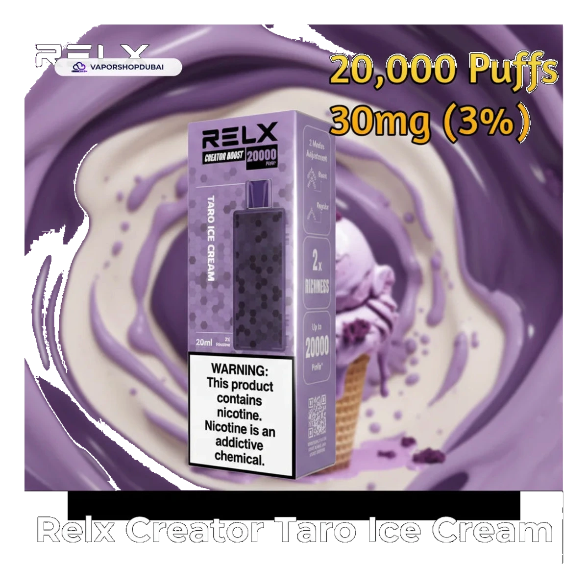 Relx Creator Extra Pods 1pcs Pack taro-ice-cream-20000-puffs UAE | Emirates Vapor