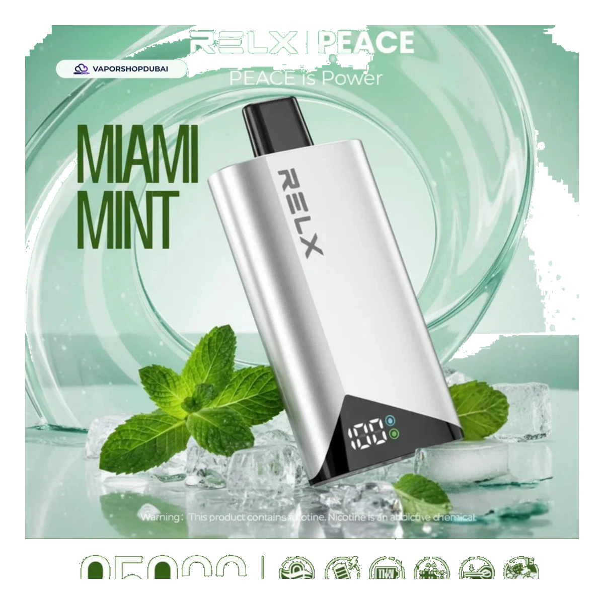 Relx Peace 25000 Puffs Disposable Vape miami-mint UAE | Emirates Vapor
