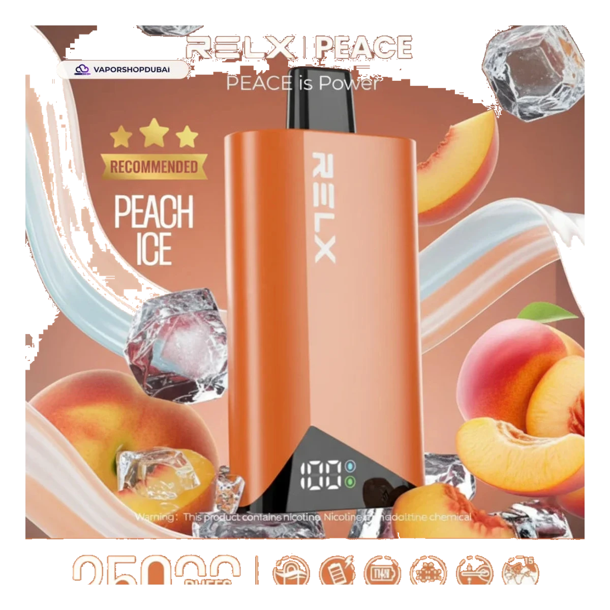 Relx Peace 25000 Puffs Disposable Vape peach-ice UAE | Emirates Vapor