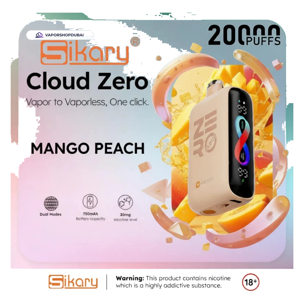 Sikary Cloud Zero 20000 Puffs Disposable 20mg best price UAE — ESMA certified