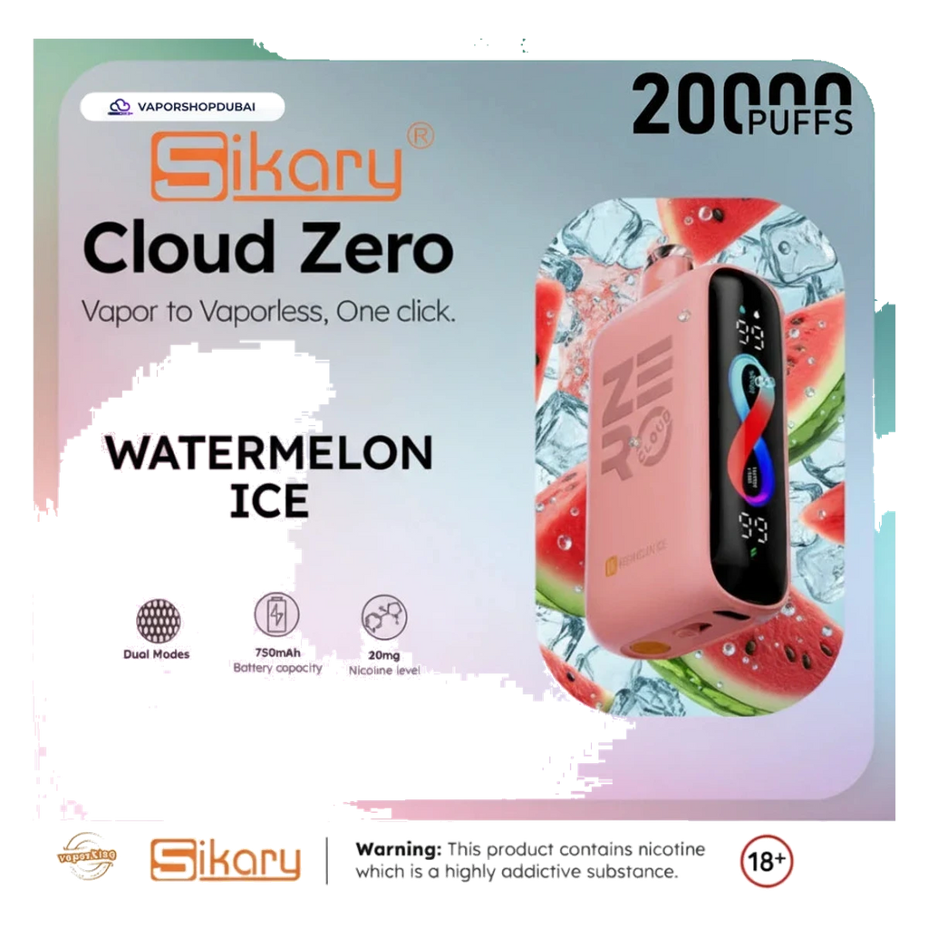Sikary Cloud Zero 20000 Puffs Disposable 20mg watermelon-ice UAE | Emirates Vapor