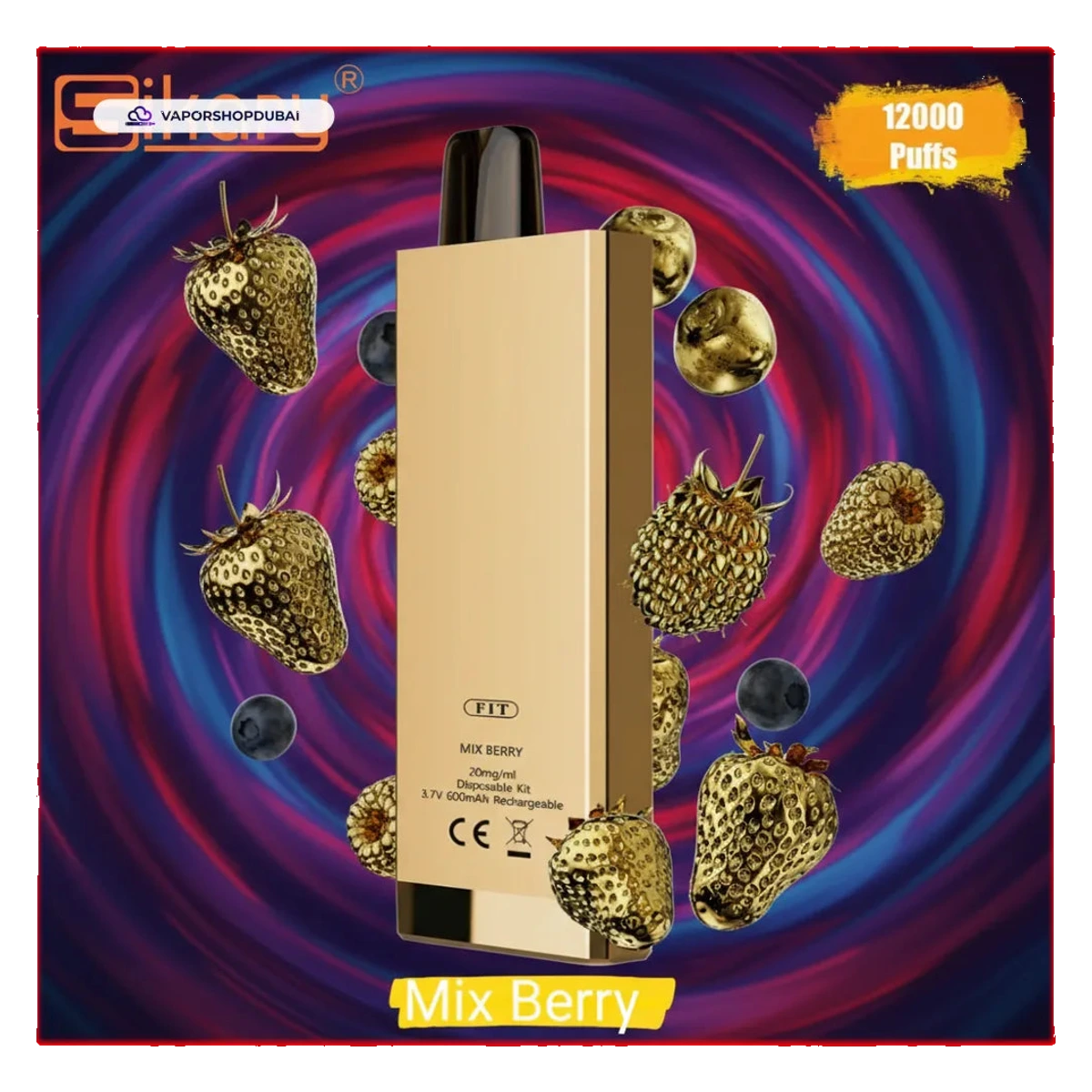 SIKARY FIT 12000 Puffs Disposable Vape 20mg/ml nicotine mix-berry UAE | Emirates Vapor