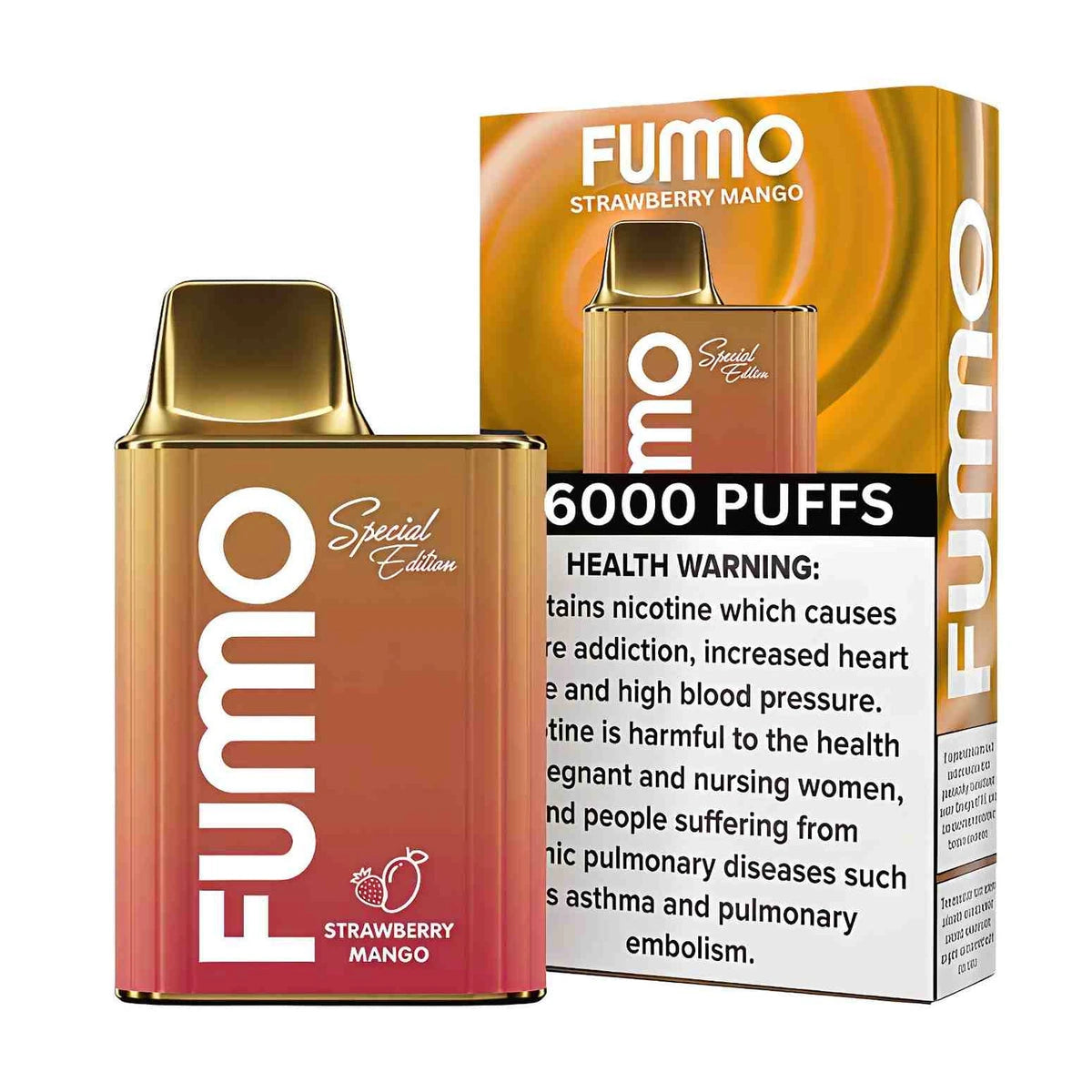 FUMMO King 6000 Puffs Disposable Vape UAE Strawberry Mango (Gold Edition)