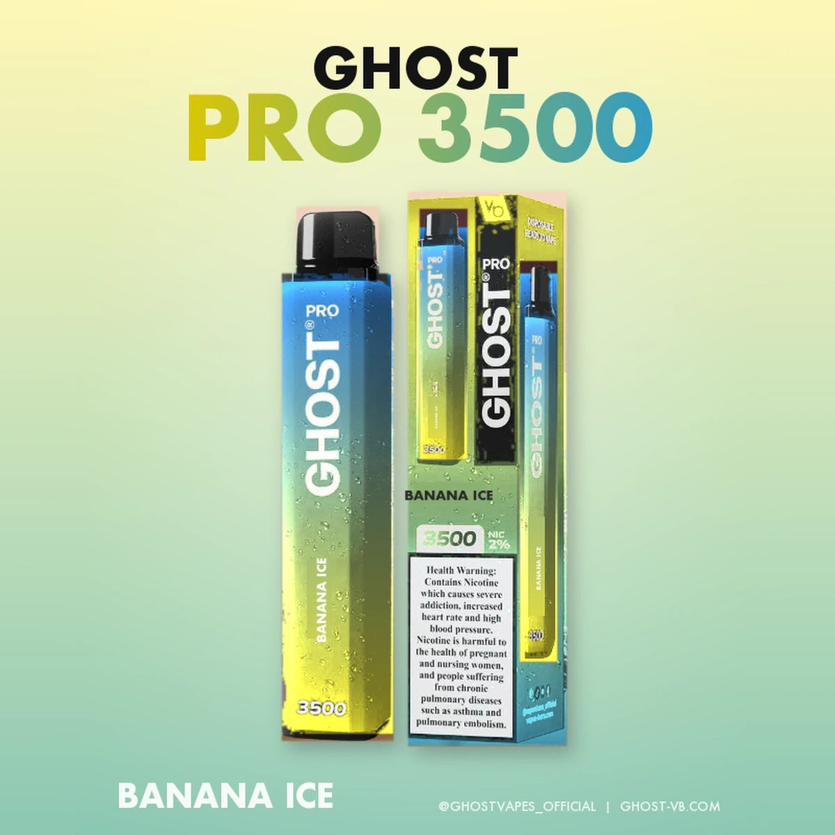 Ghost Pro 3500 Puffs 2% Disposable Vape UAE Banana Ice