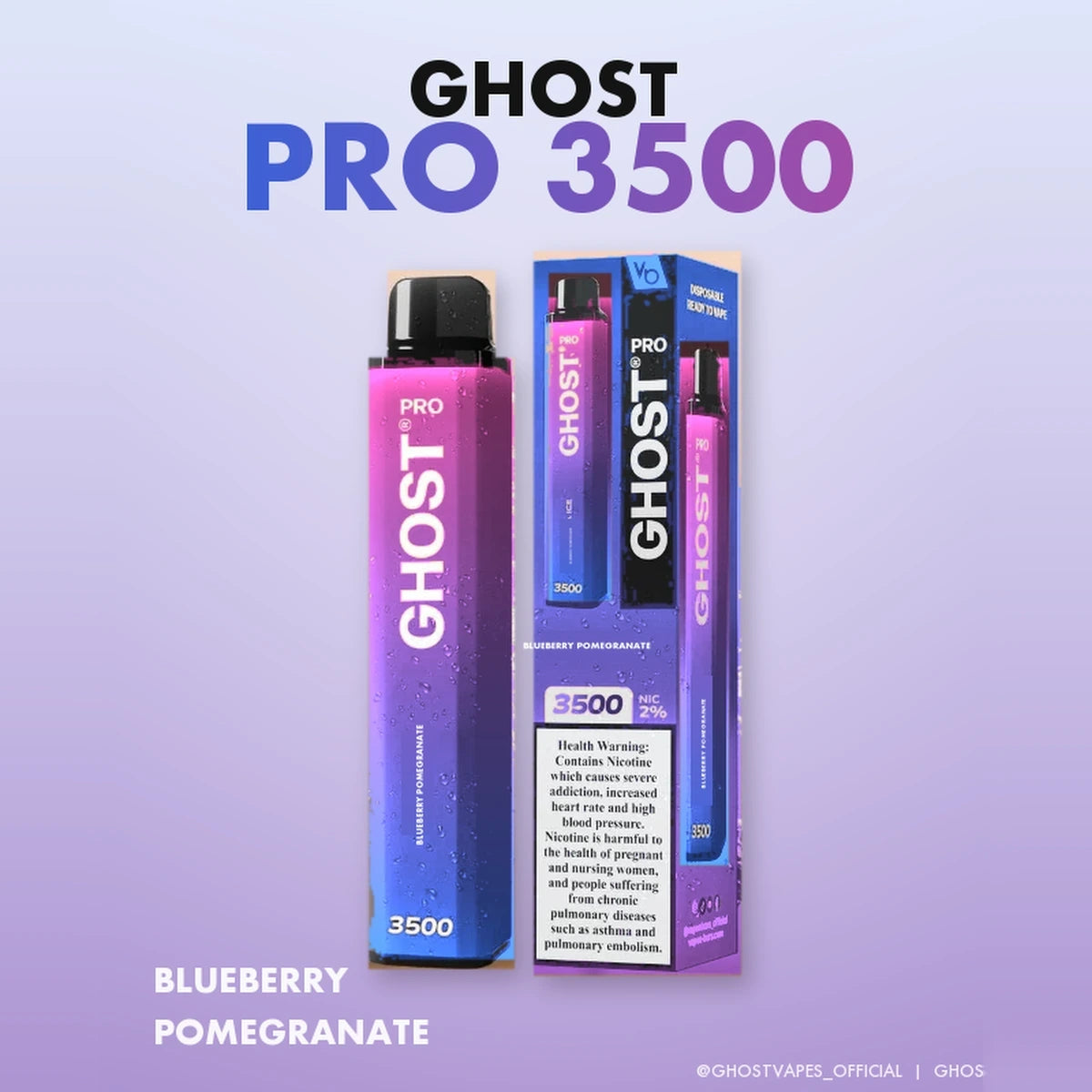 Ghost Pro 3500 Puffs 2% Disposable Vape UAE Blueberry Pomegranate