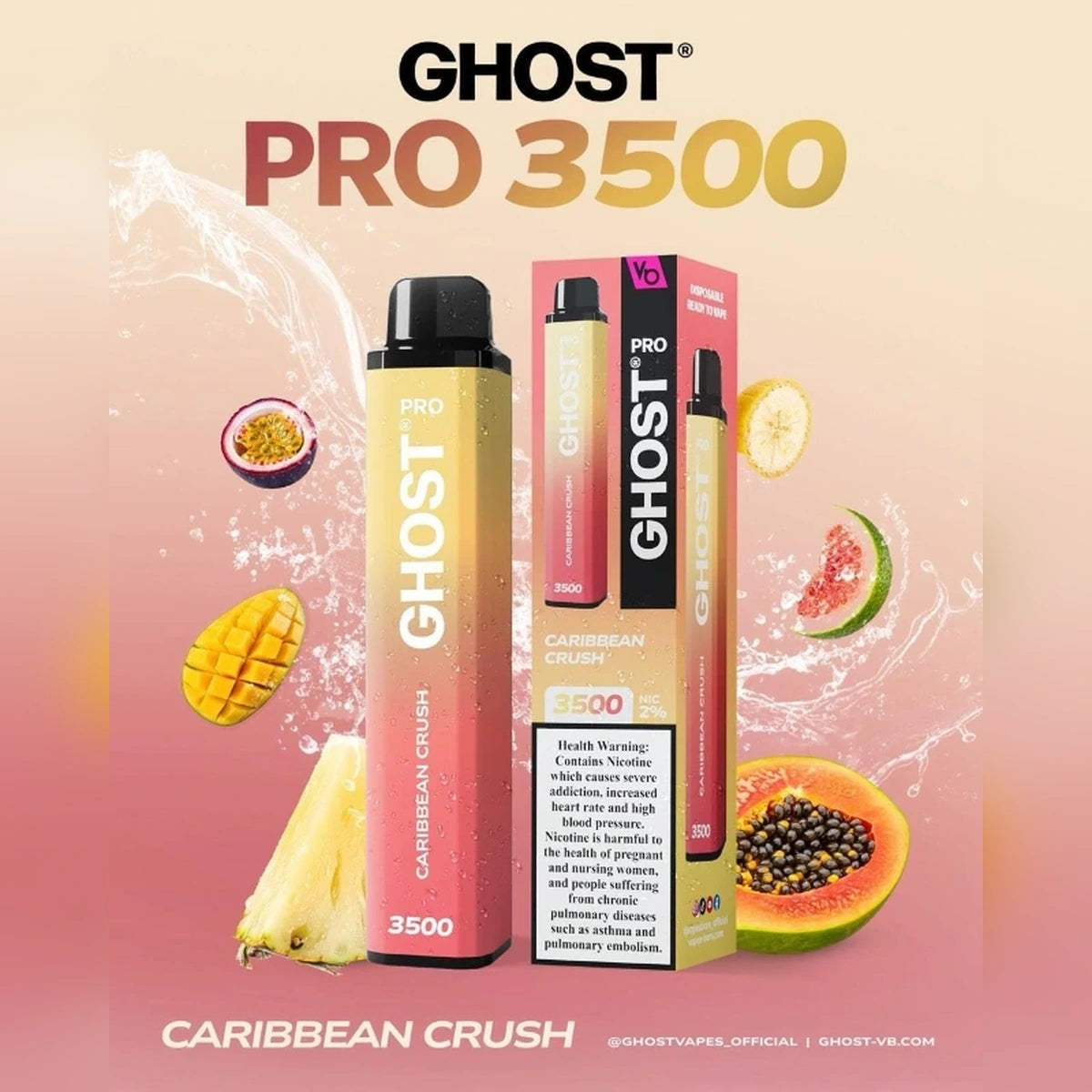 Ghost Pro 3500 Puffs 2% Disposable Vape UAE Caribbean Crush