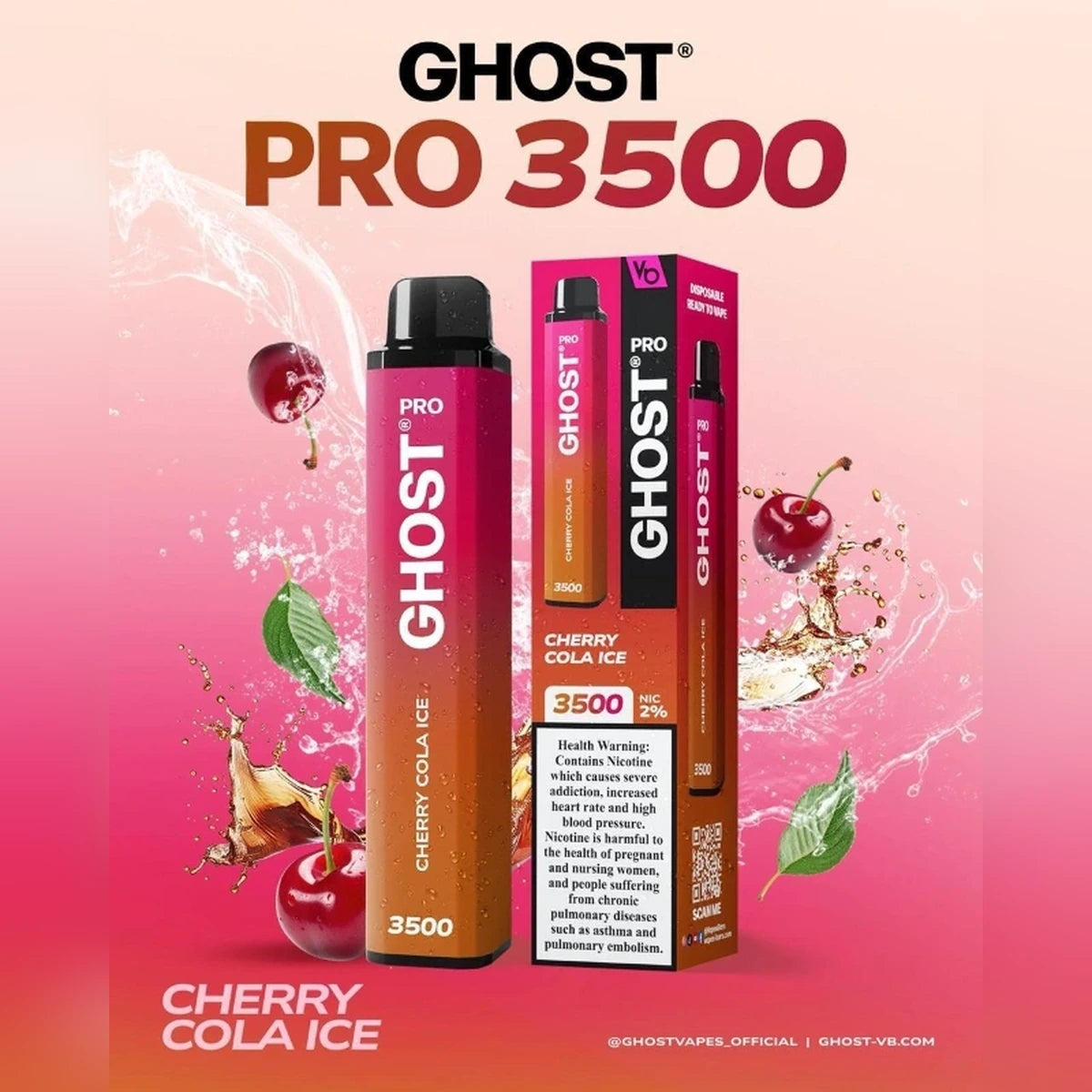 Ghost Pro 3500 Puffs 2% Disposable Vape UAE Cherry Cola Ice