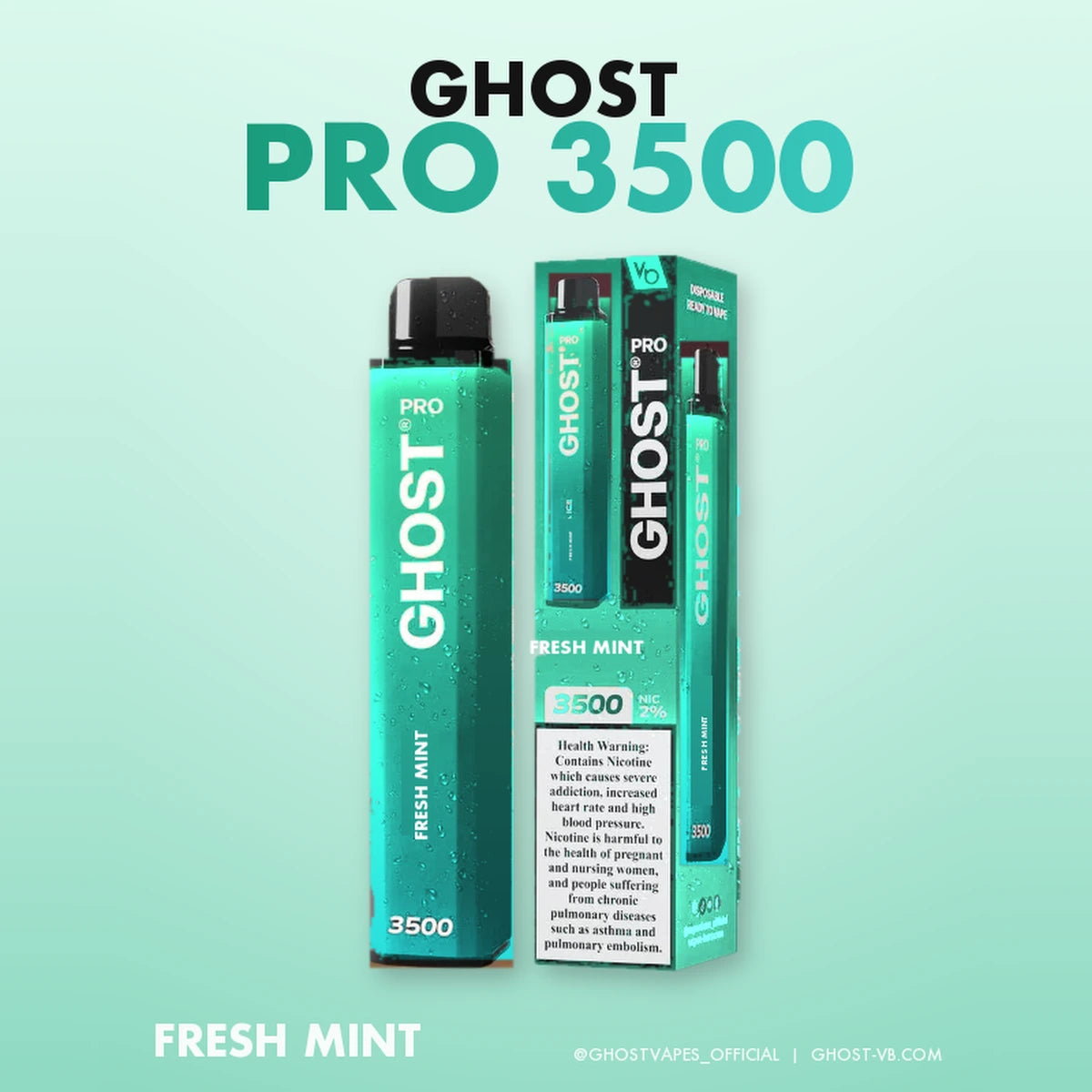 Ghost Pro 3500 Puffs 2% Disposable Vape UAE Fresh Mint