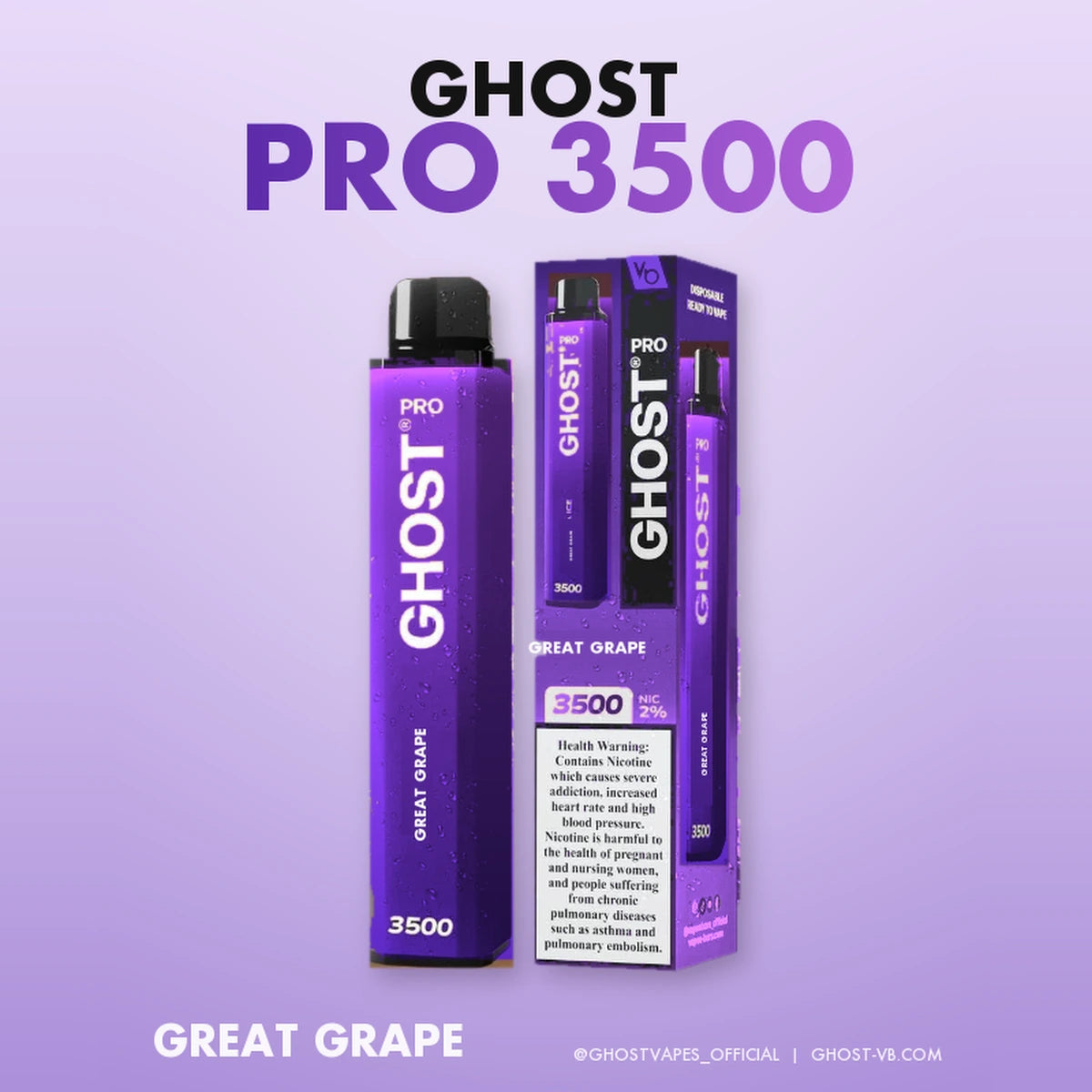 Ghost Pro 3500 Puffs 2% Disposable Vape UAE Great Grape