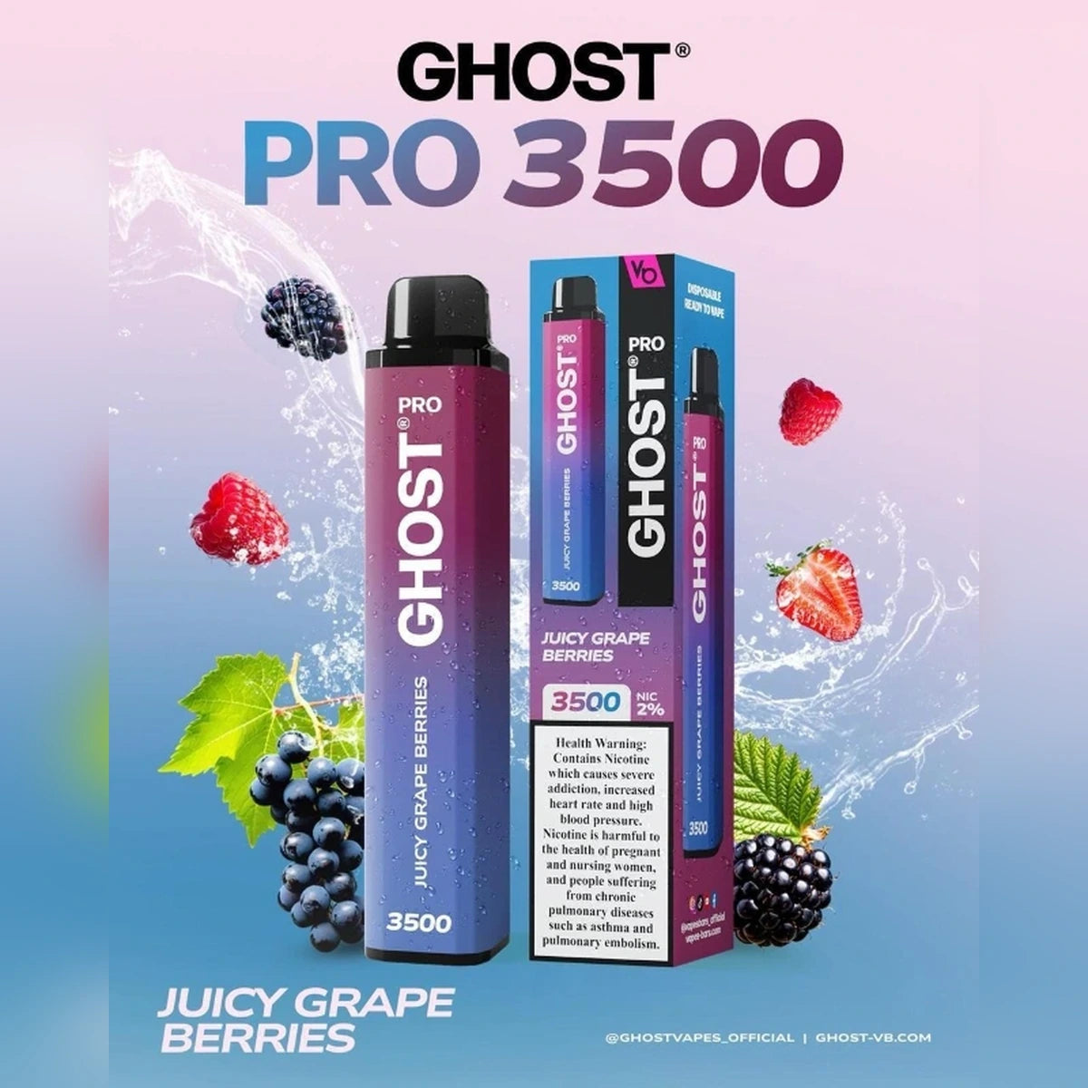 Ghost Pro 3500 Puffs 2% Disposable Vape UAE Juicy Grape Berries