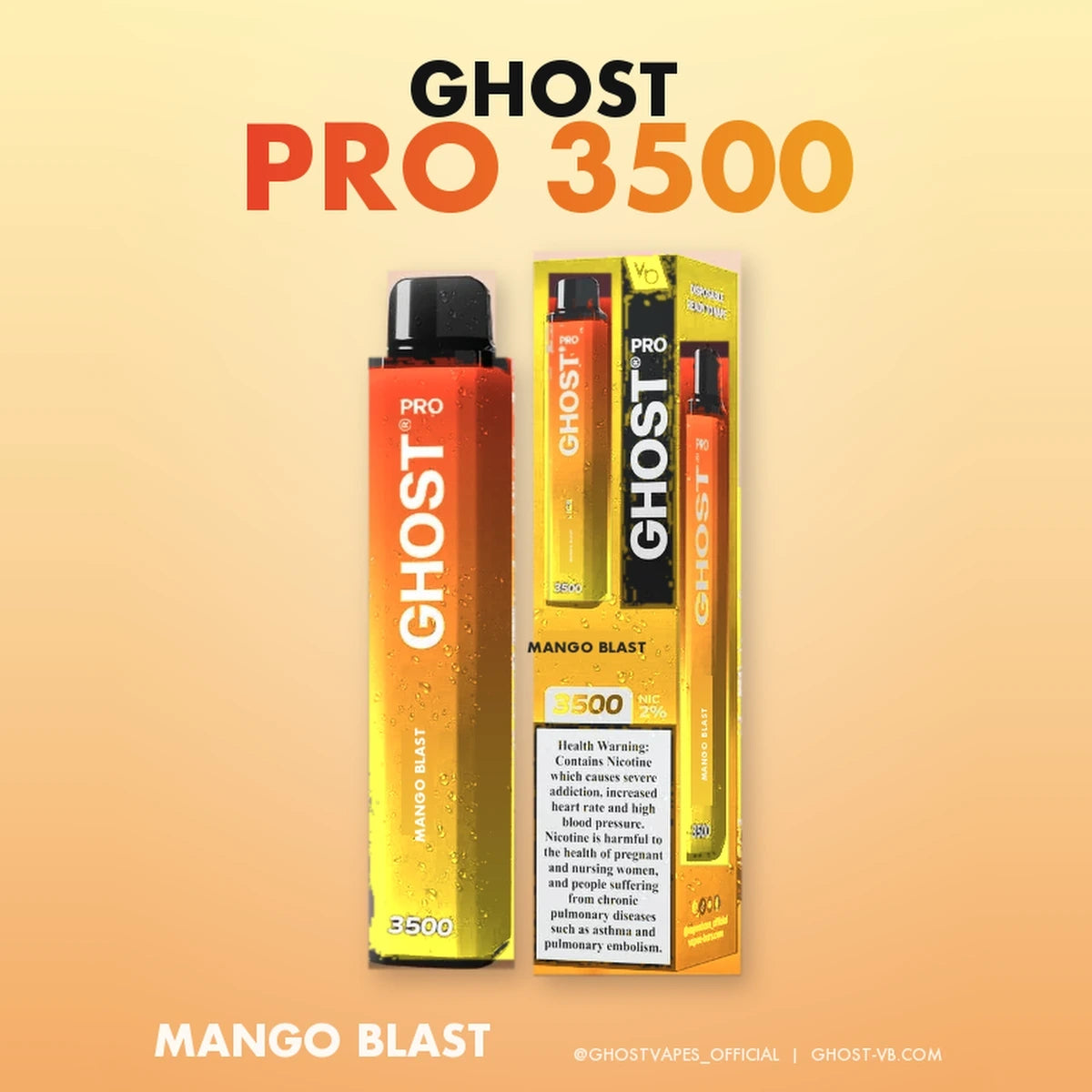 Ghost Pro 3500 Puffs 2% Disposable Vape UAE Mango Blast