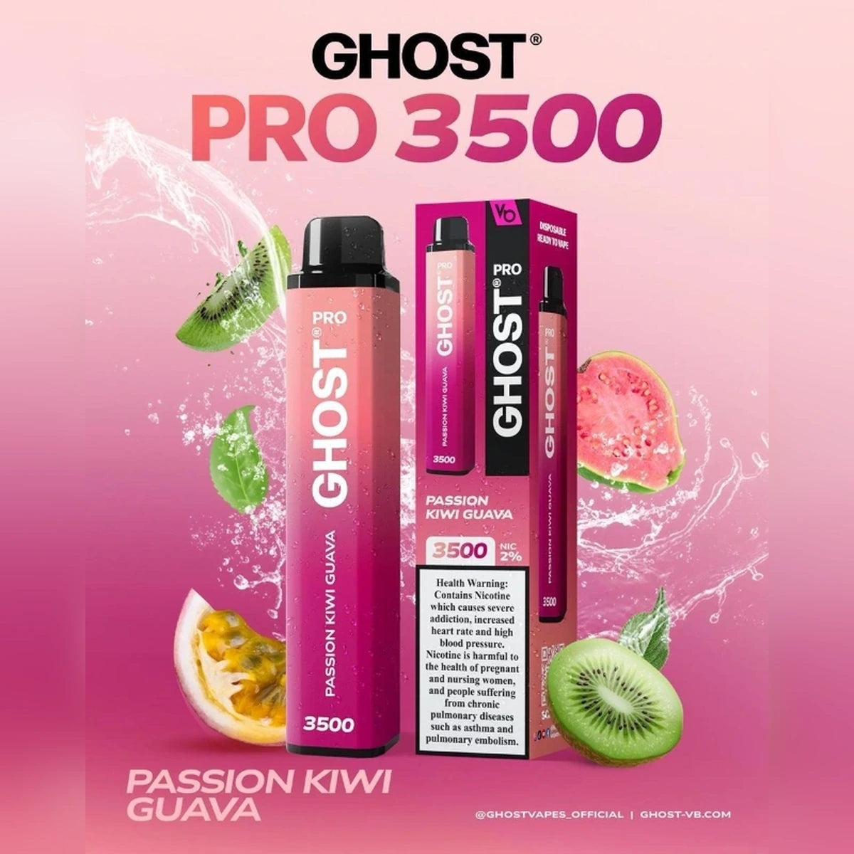 Ghost Pro 3500 Puffs 2% Disposable Vape UAE Passion Kiwi Guava