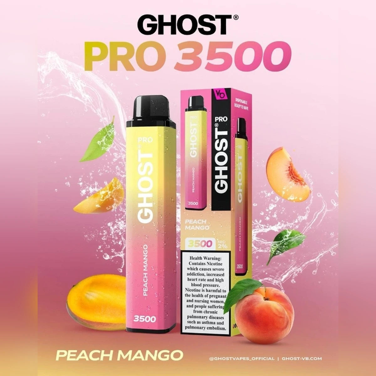 Ghost Pro 3500 Puffs 2% Disposable Vape UAE Peach Mango